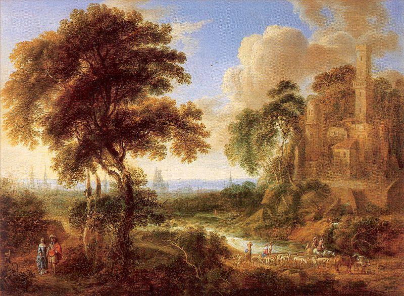  Landscape with a Castle and Town in the Distance.